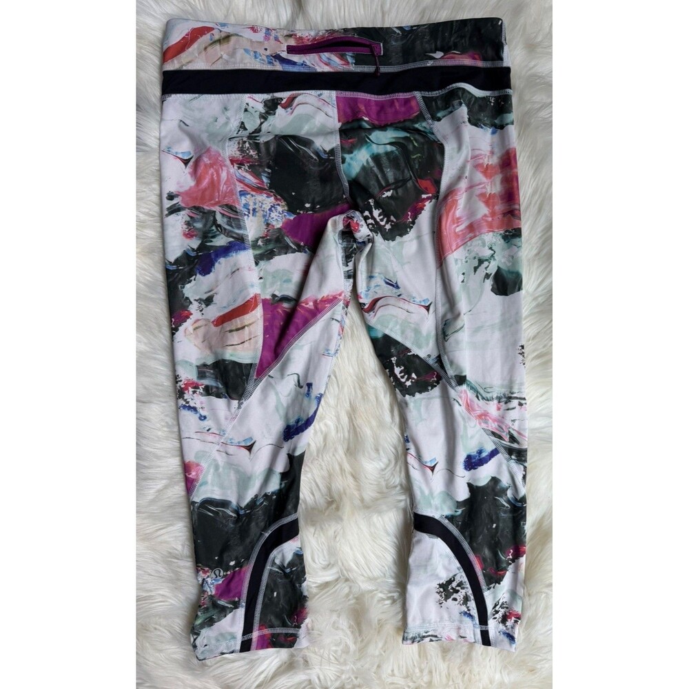 Lululemon Run Inspire Crop II *All Full-On Luxtreme Pigment Wave Black Sz 10 EUC